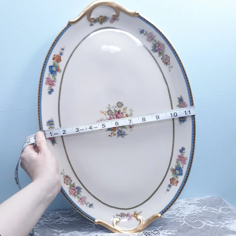Charles Field Haviland Limoges France GDA French Ivory China Platter Floral Pink